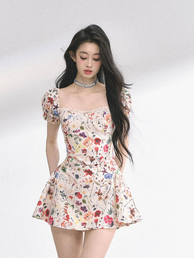 Lace Floral Slim Short Dress DIA0513