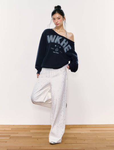 American Style Oblique Shoulder Sweatshirt WEE0054