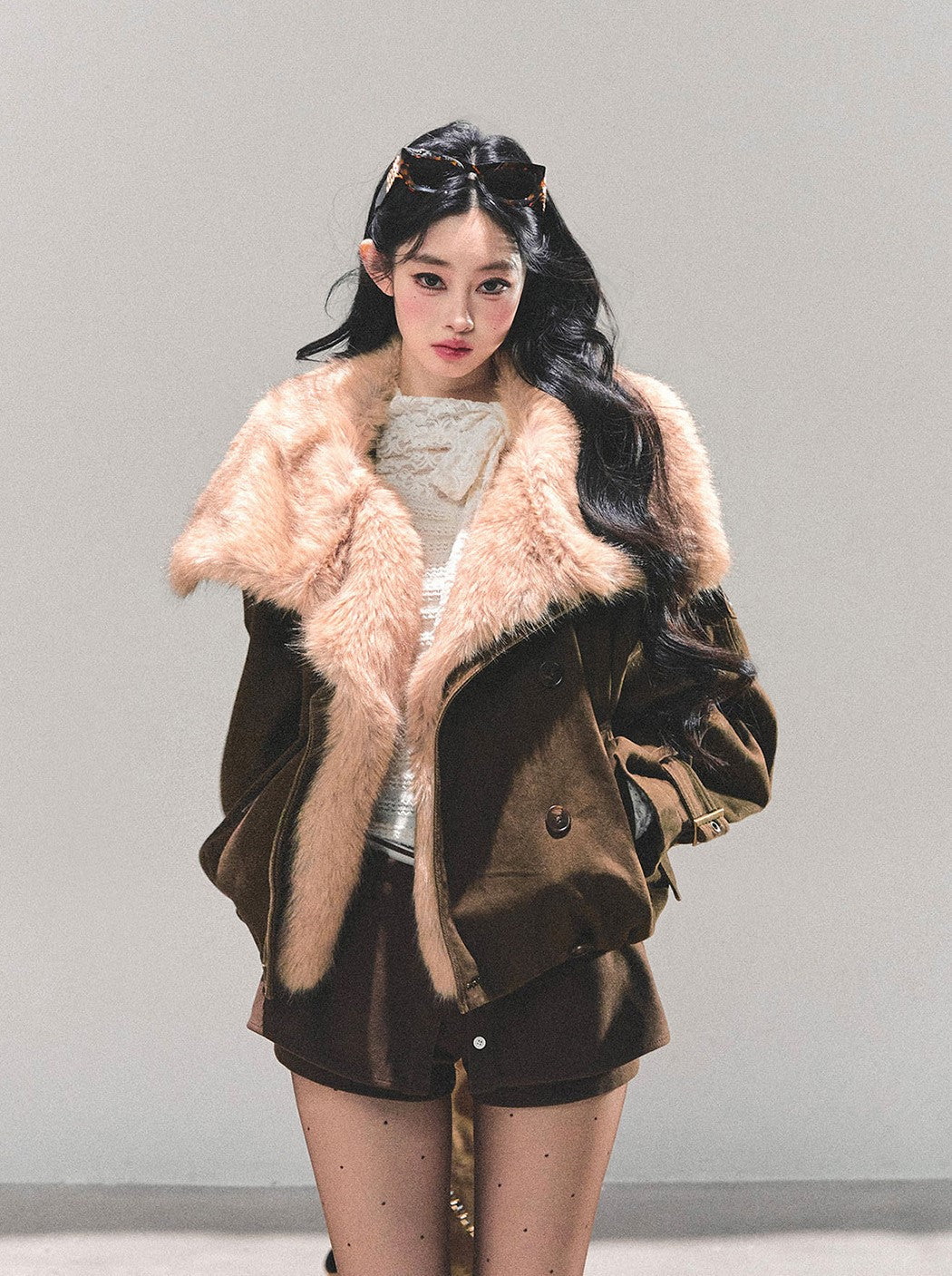 Furry Eco-friendly Large Lapel Jacket DIA0678