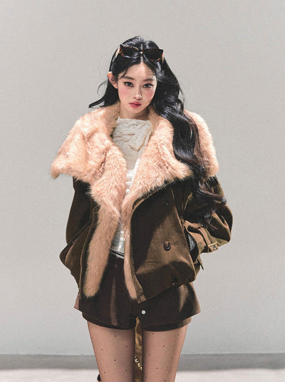 Furry Eco-friendly Large Lapel Jacket DIA0678