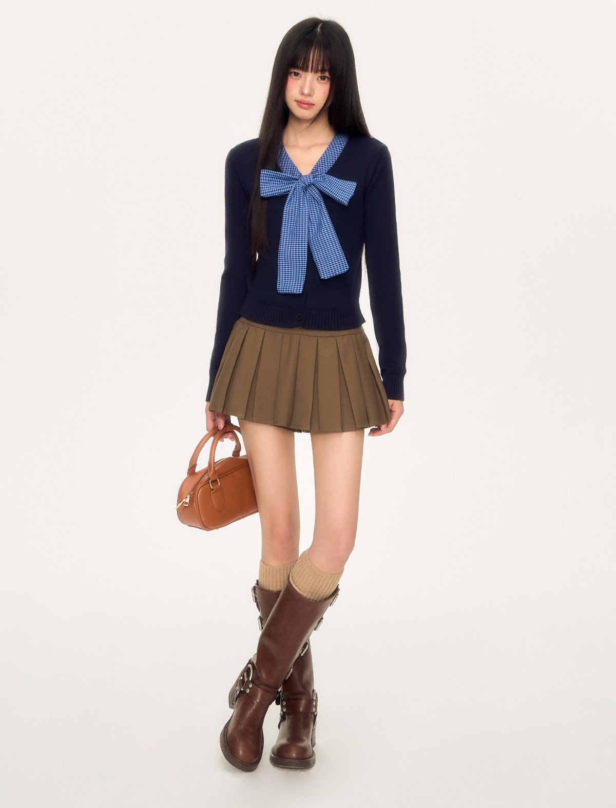 Coffee Brown Pleated Skirt WEE0032