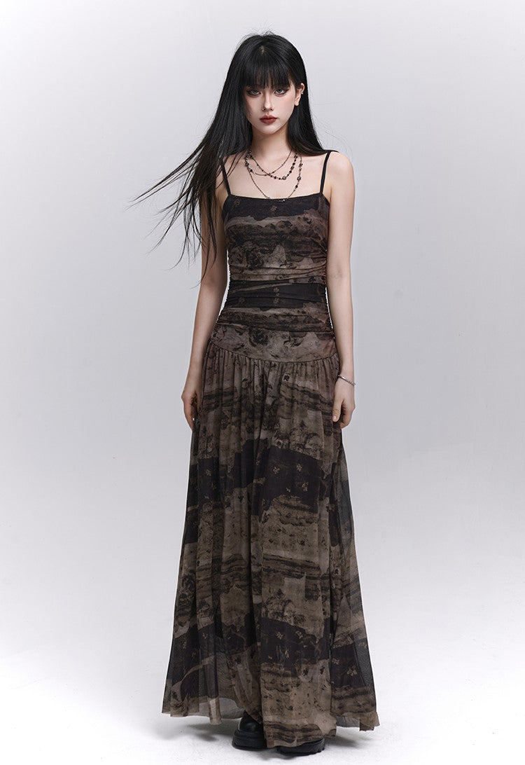 Black and Brown Suspender Dress LAD0210