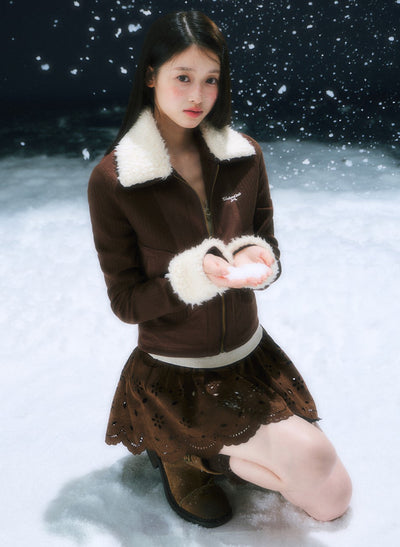 Retro Hollowed-out Jacquard Mini Skirt WEE0111