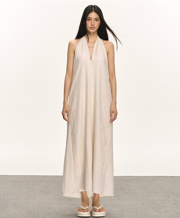 V-neck Halter Sleeveless Long Dress ANA0023