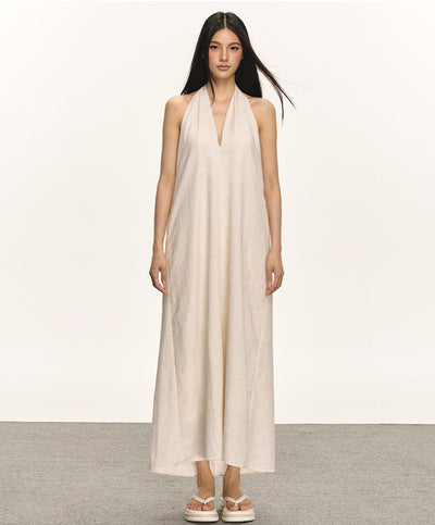 V-neck Halter Sleeveless Long Dress ANA0023