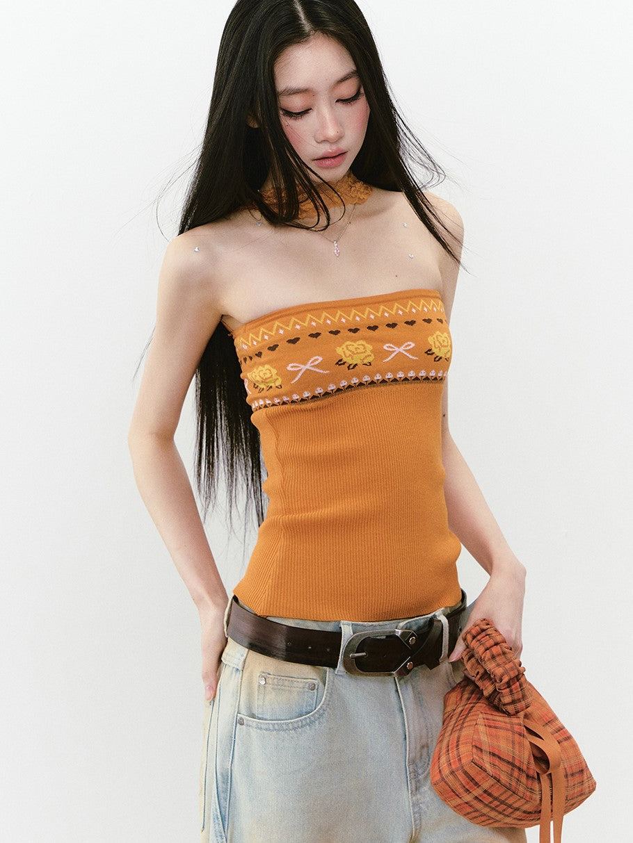 Knitted Top/Halter Neck Top/Jeans VIA0295