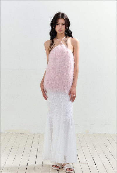 Pink Tassel Halter Neck Top AGM0155