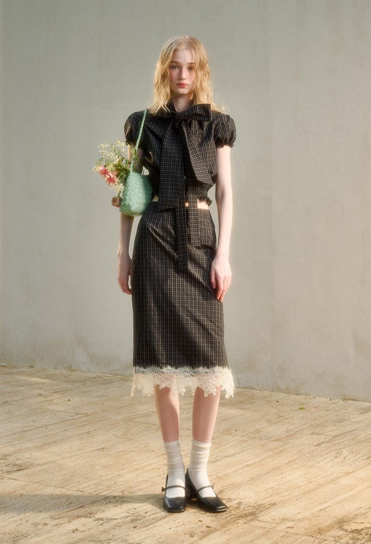 Plaid Suit Bow Shirt/Skirt GRO0146