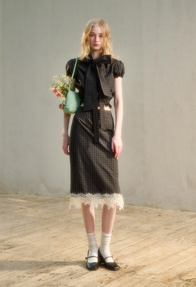 Plaid Suit Bow Shirt/Skirt GRO0146