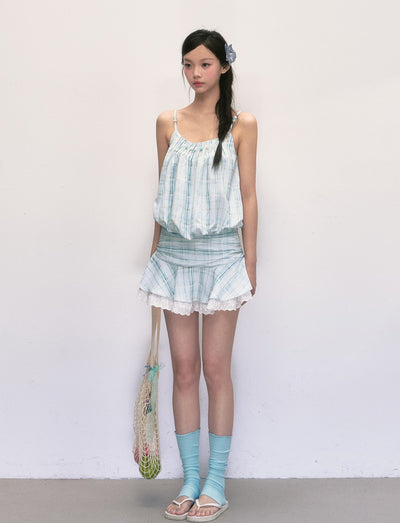 Beaded Plaid Suspender Dress WEE0004