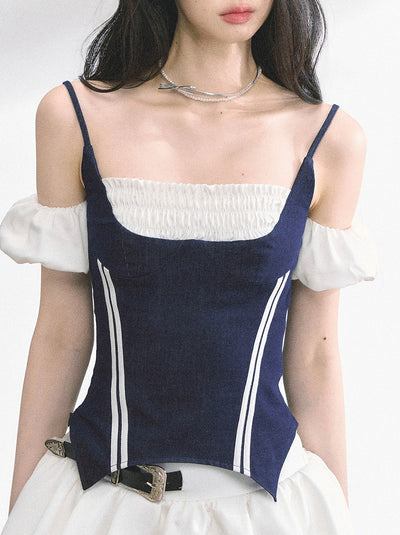 Fake Two-piece Suspender Shirt DIA0502