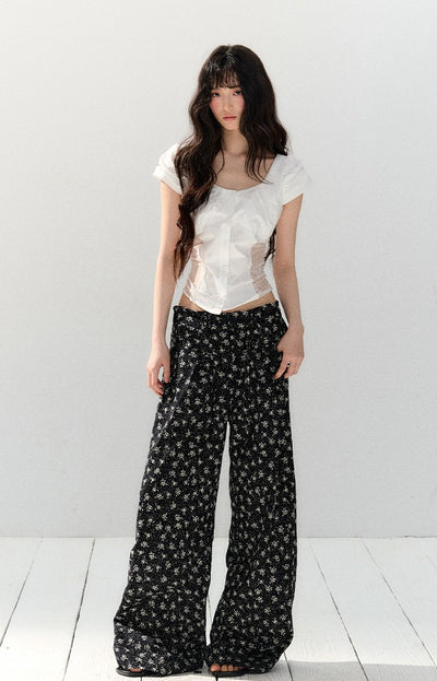 White Lace Puff Sleeve Shirt/Skirt SHI0139