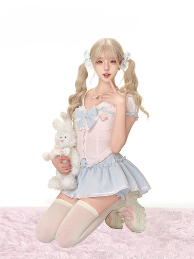 Sailor Collar Bow Shirt/Short Skirt SER0187