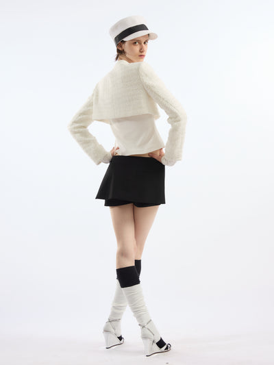Tweed Decorated Floral Cropped Jacket AOA0037