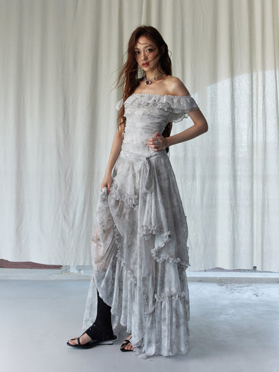 One-shoulder Ruffled Irregular Dress JNY0242