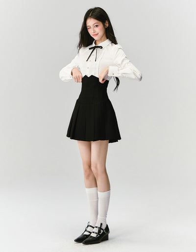 Accordion Pleated Shirt Top/Pleated Skirt FRA0421