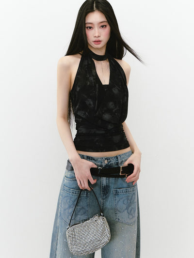 Swing Collar Halter Neck Top VIA0271