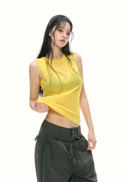 Yellow I-Shaped Sleeveless Top APE0374