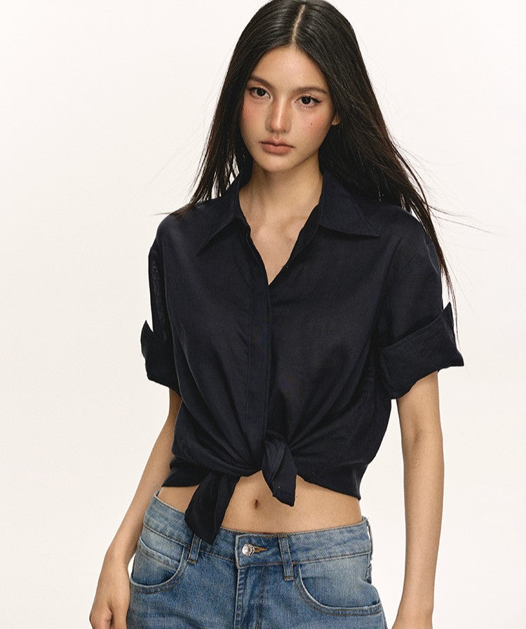 High-end Linen Short-sleeved Shirt ANA0044
