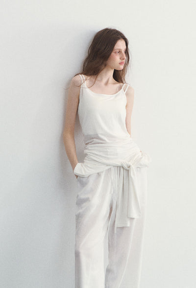 White Long-sleeved T-shirt/Camisole SPE0098