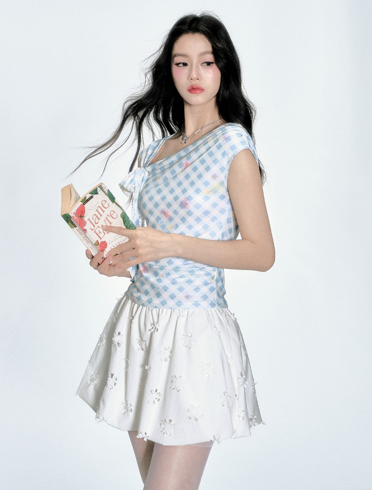 Blue and White Plaid T-shirt FRA0365