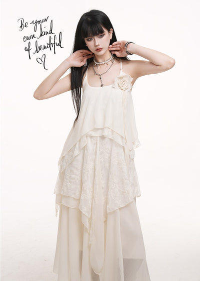 White Lace Suspender Dress LAD0178