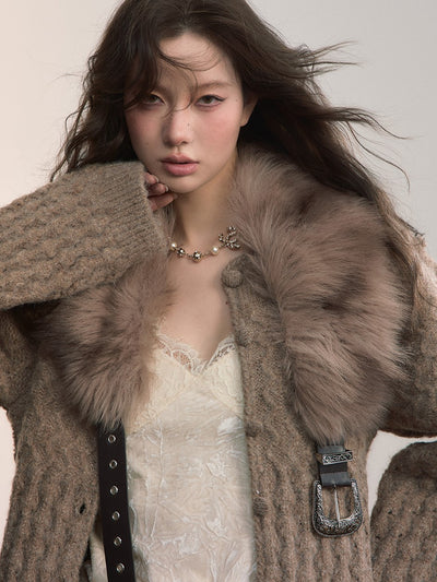 Pom-pom Embellished Loose-fitting Cardigan VIA0370