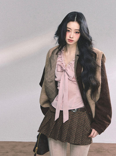 High-end French Lace Striped Shirt DIA0629