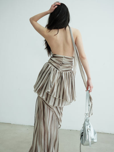 Classical Printed Deep V Halter Top+Skirt JNY0215