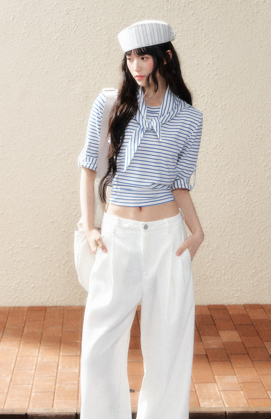 Striped Mid-sleeve T-shirt SHI0183