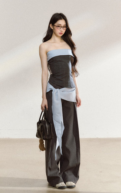 High-end Suit Contrast Color Tube Top/Pants SHI0204