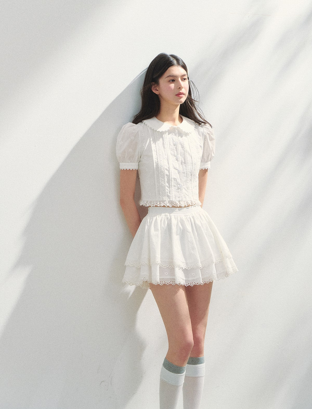 Plaid Floral Shirt/Cake Skirt SUN0148