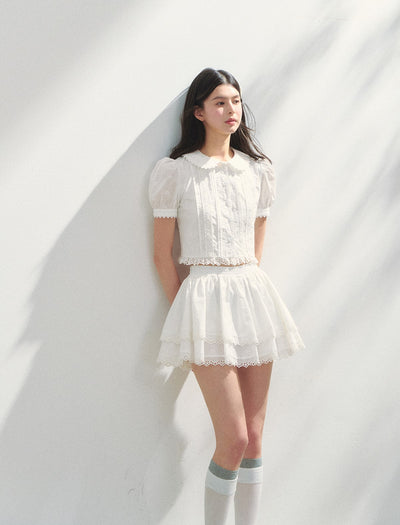 Plaid Floral Shirt/Cake Skirt SUN0148