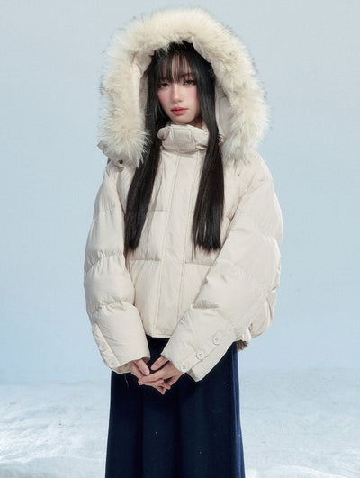 Detachable Fur Collar Hooded Down Jacket FRA0487