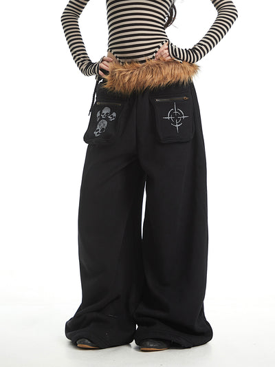 Skull Design Casual Wide-Leg Pants UNC0328
