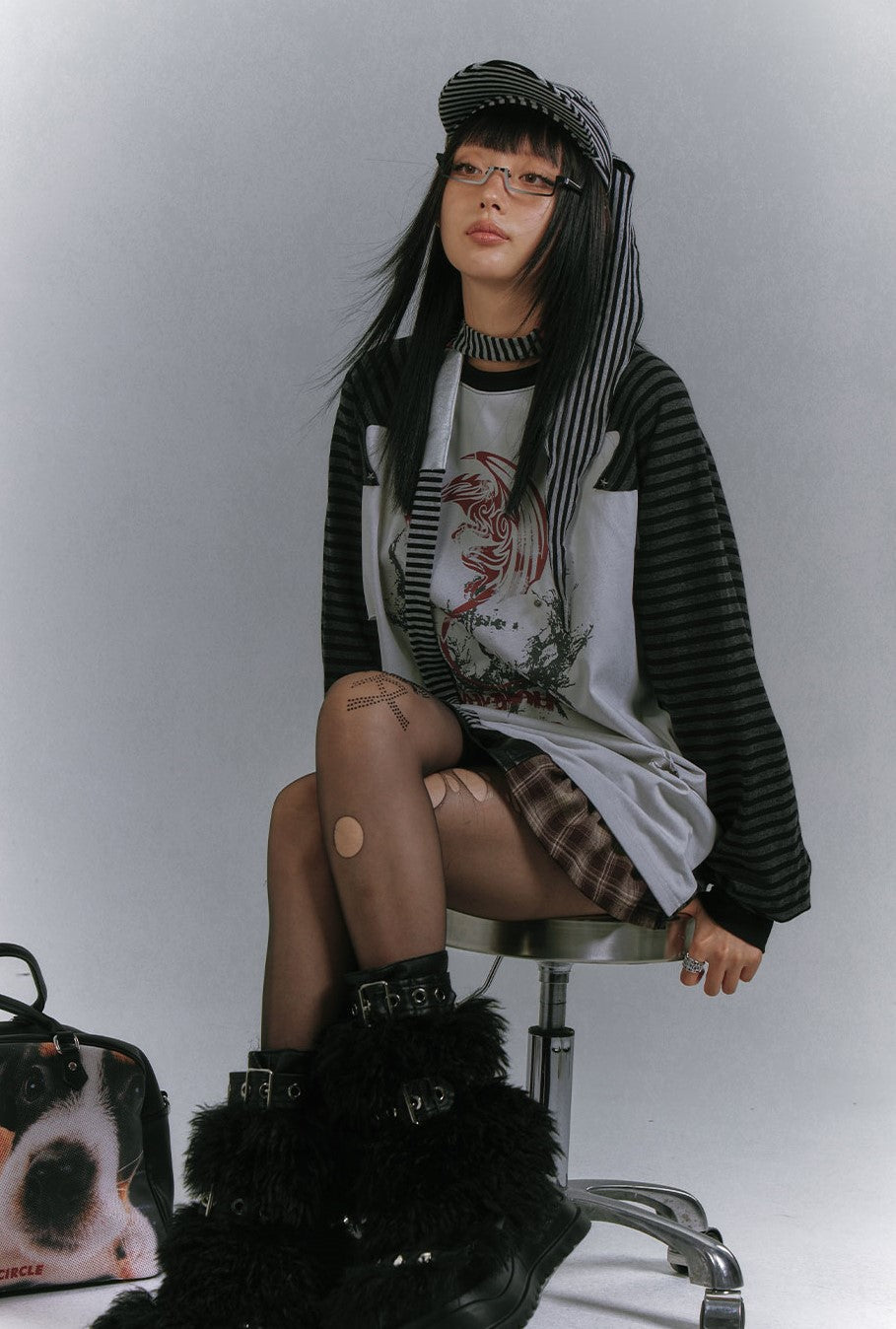 Raglan Striped Long-sleeved T-shirt KIN0150