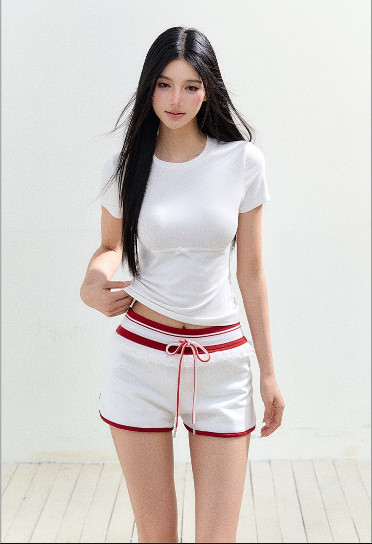 Lace Hollow Short-sleeved T-shirt/Shorts AGM0157