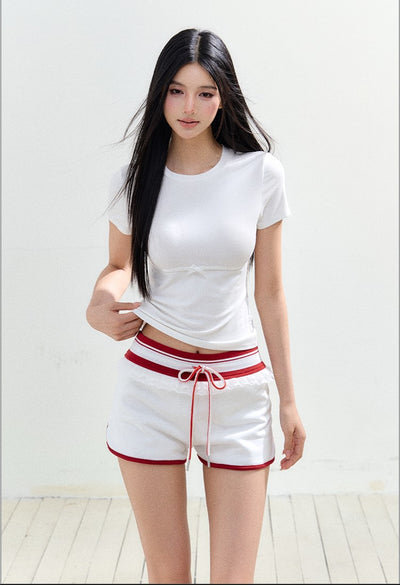 Lace Hollow Short-sleeved T-shirt/Shorts AGM0157