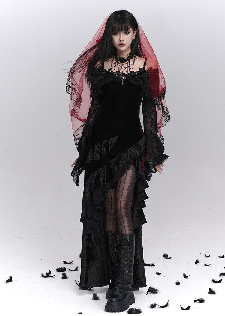 Lace Flared Sleeves Strap Dress LAD0239