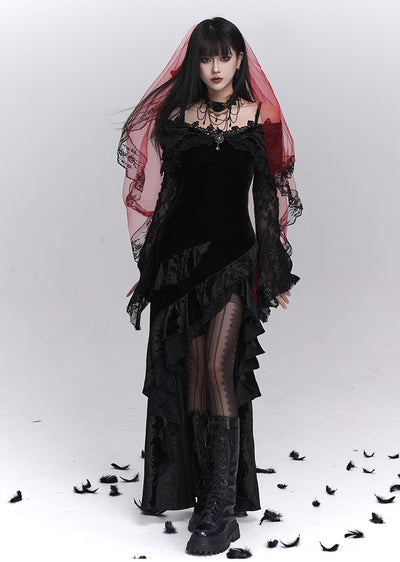 Lace Flared Sleeves Strap Dress LAD0239