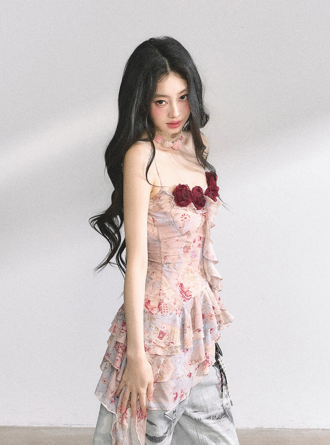 Rose Floral Irregular Camisole DIA0441