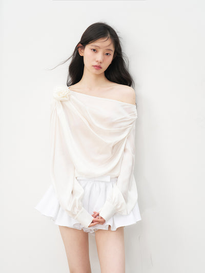 One-shoulder Rose-shaped Shirt REC0082