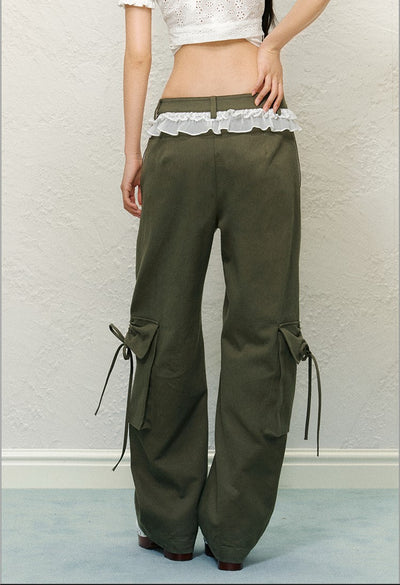 Large Pocket Lace Drawstring Pants AGM0130