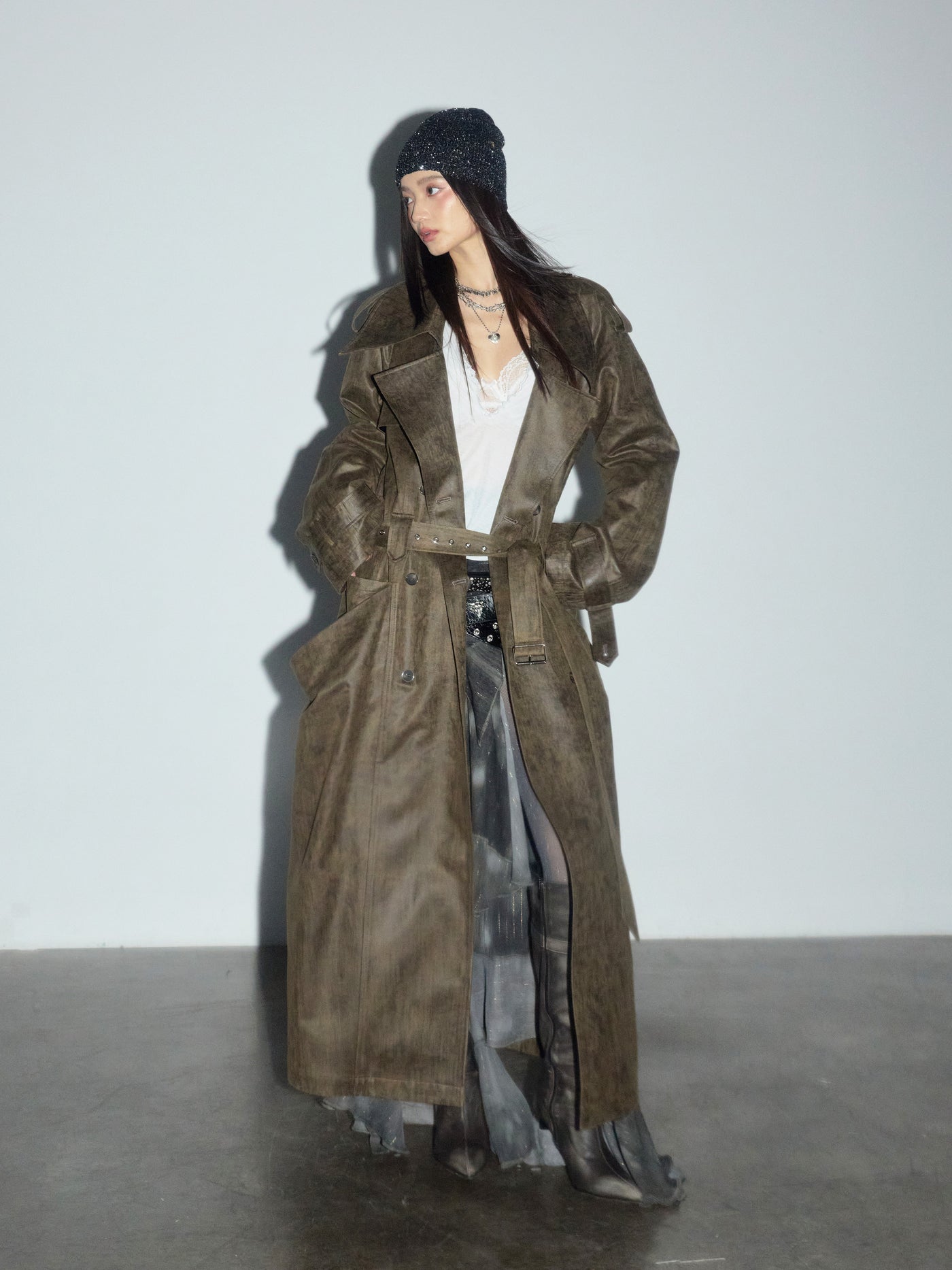 Retro Rock Extra Long Trench Coat JNY0272