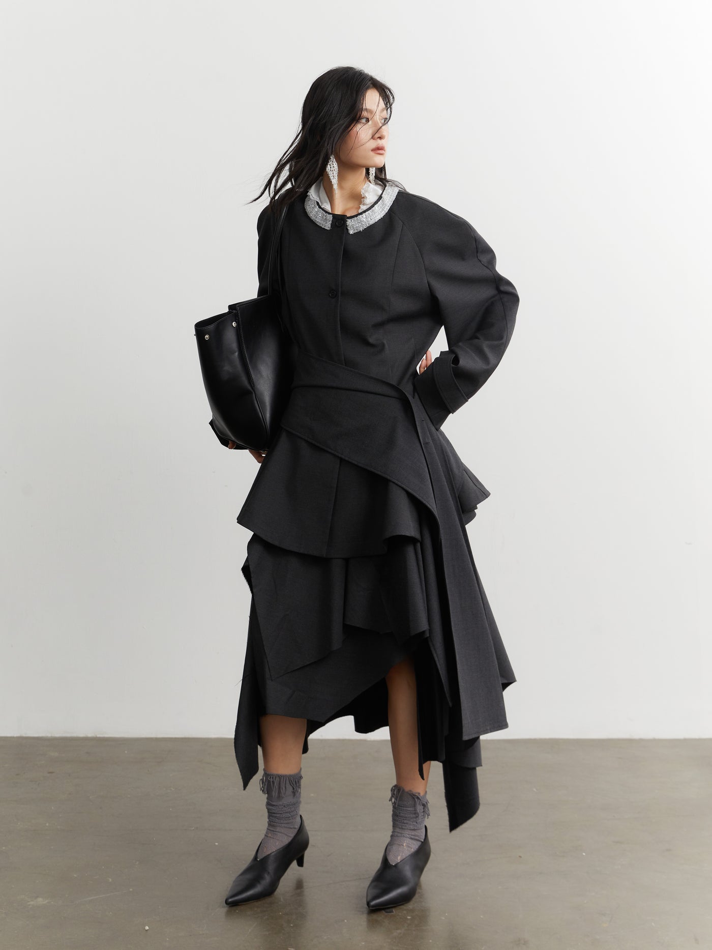 Ruffled Silhouette Suit Jacket JNY0259