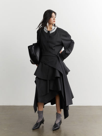 Ruffled Silhouette Suit Jacket JNY0259