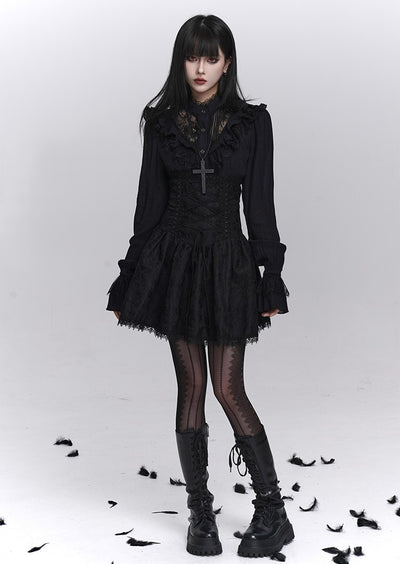 Black Lace High-Waisted Skirt LAD0243