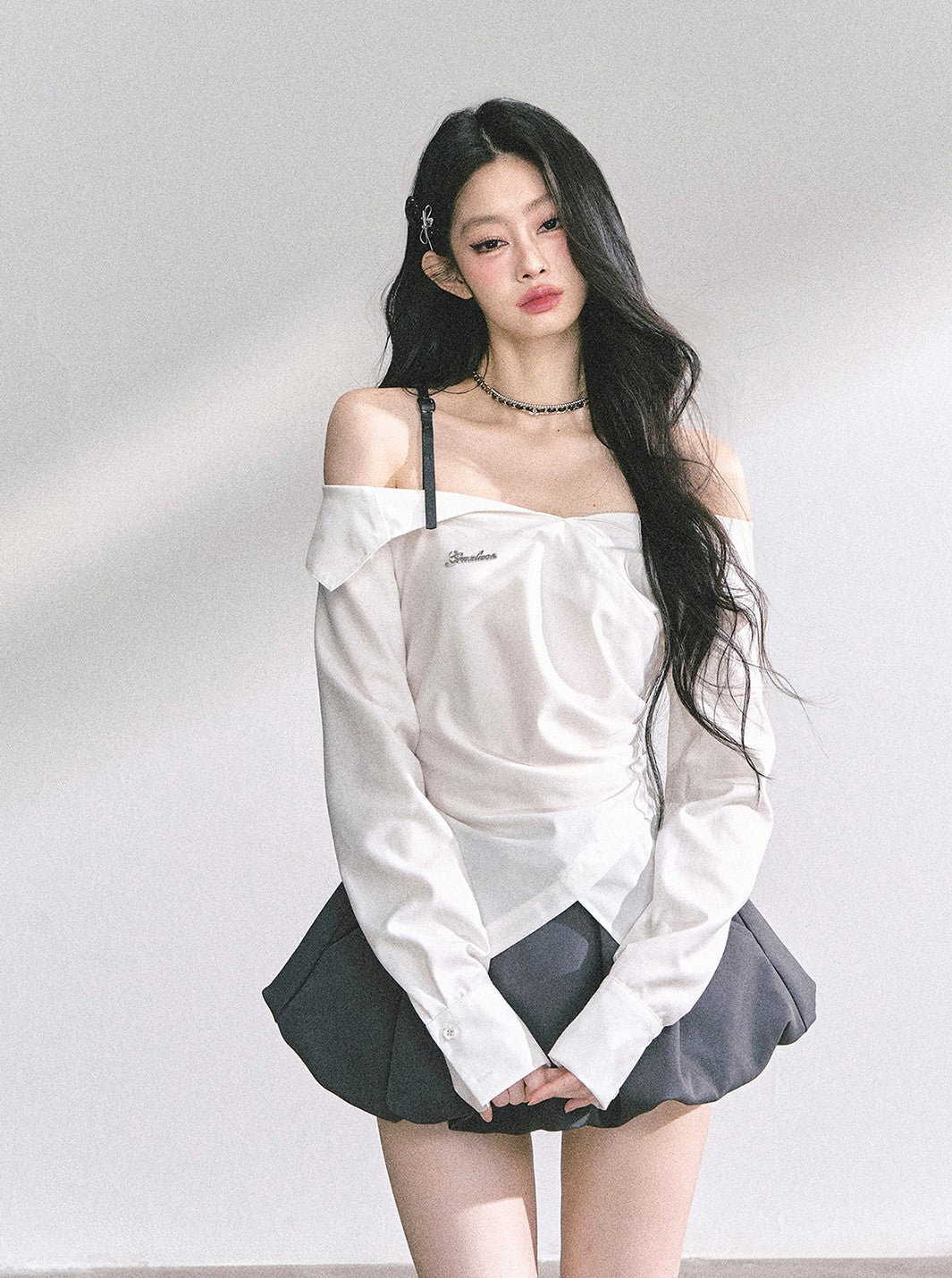 One-shoulder Waist Slim Shirt DIA0535