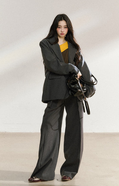 Dark Gray Mid-length Suit Jacket SHI0222