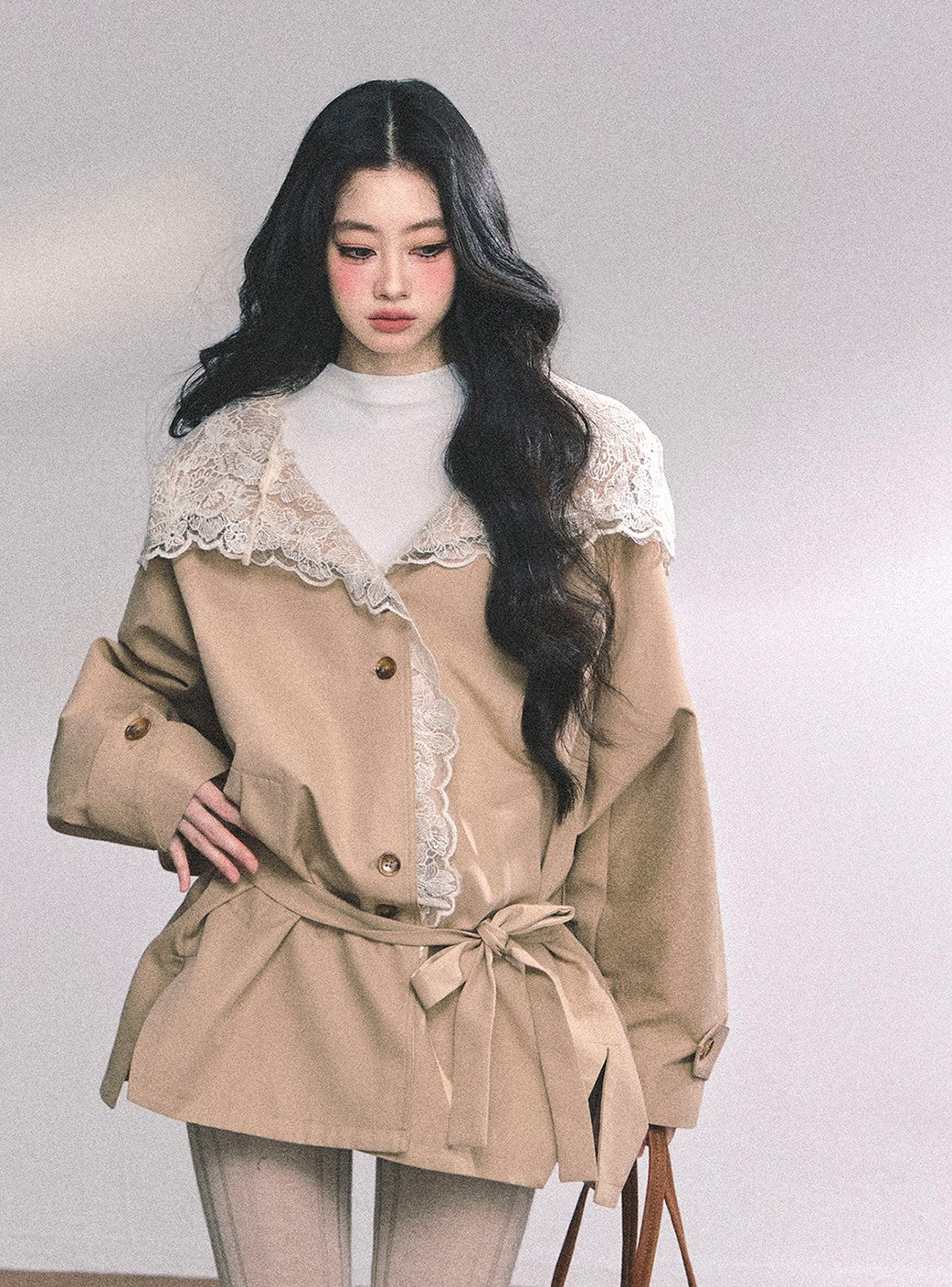 Hooded Lace Trench Jacket DIA0650